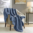 Marbled Sherpa Heated Throw Blanket Plush Reversible Cozy Electric Warming Cover