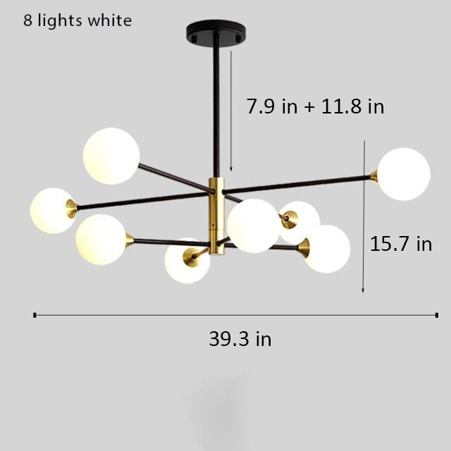 Round Black Gold Chandelier light Measurements
