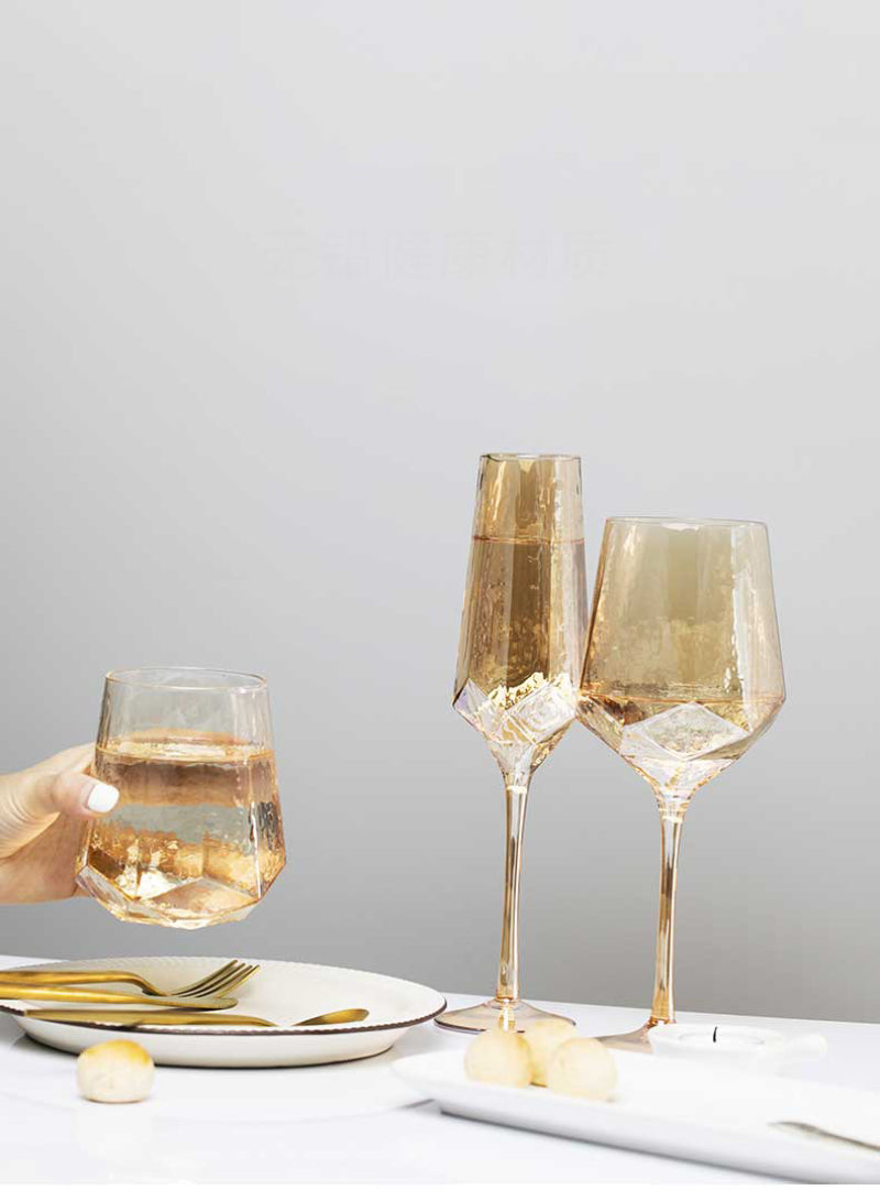 Fancy Wine Glass - Gold Foil Elegance
