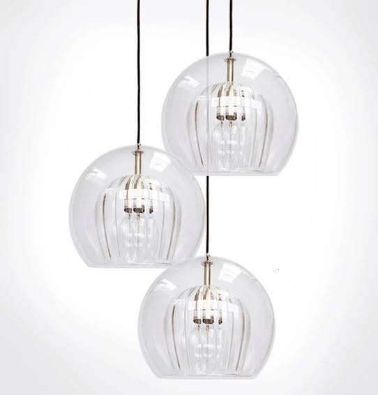 Round Clear Textured Glass Orb Ceiling Mounted Pendant Light