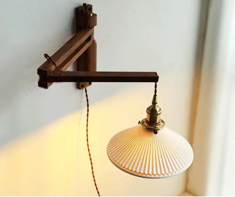 Walnut Wood Adjustable Wall Lamp