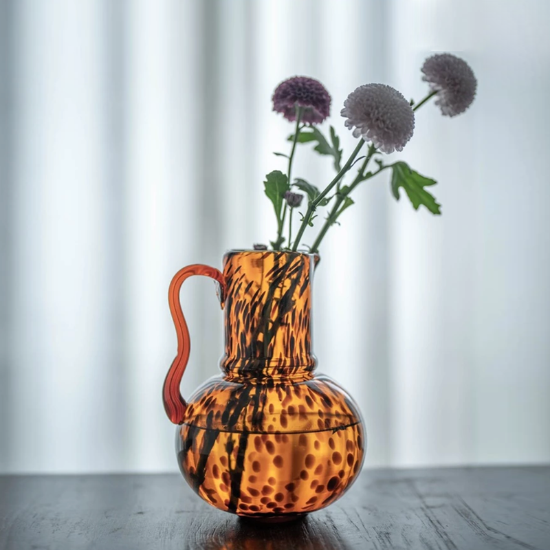 Leopard Murano Glass Flower Vase