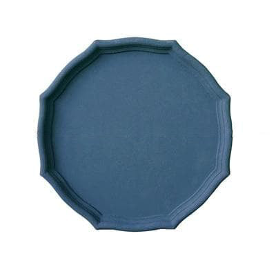 Wooden geometric shapes Matte blue serving tray