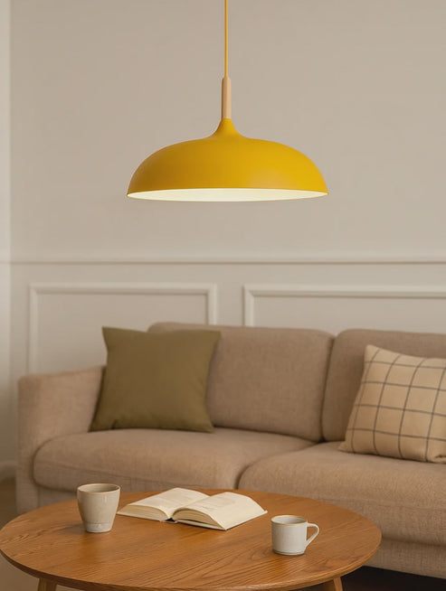Soft-Pastell-Pendelleuchten aus Metall und Holz 