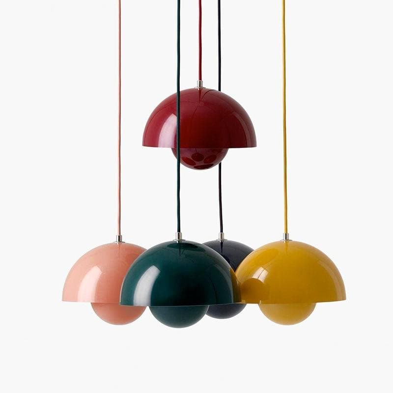 Flowerpot Retro Minimalist Pendant Light in Color Metal with LED Bulbs bright colors