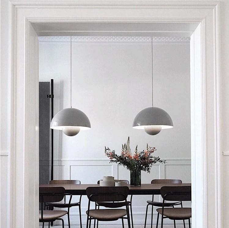 Flowerpot Retro Minimalist Pendant Light in Color Metal with LED Bulbs grey 