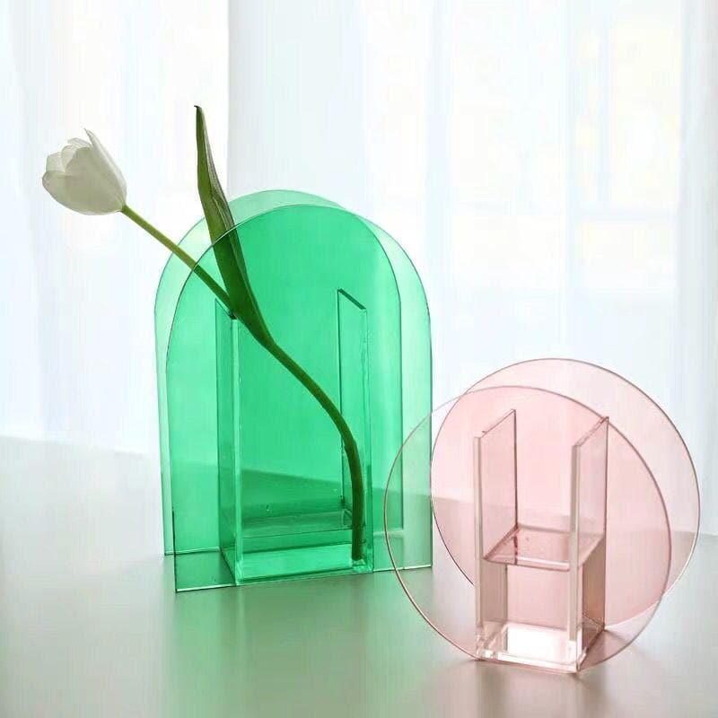 Green and pink Acrylic vase