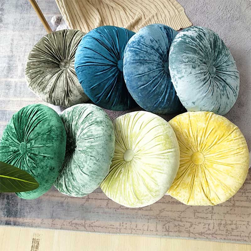 European Style Round Solid Seat Cushion Velvet Fabric Back Cushion Sofa Pillow Bed Pillow