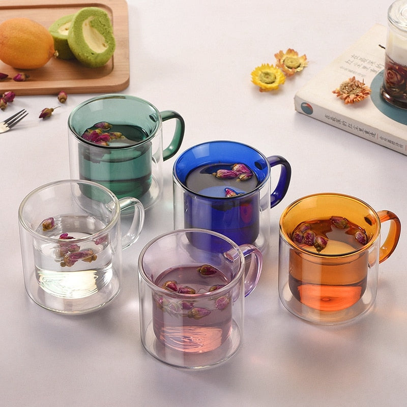 Double Wall Colored Glass Mugs