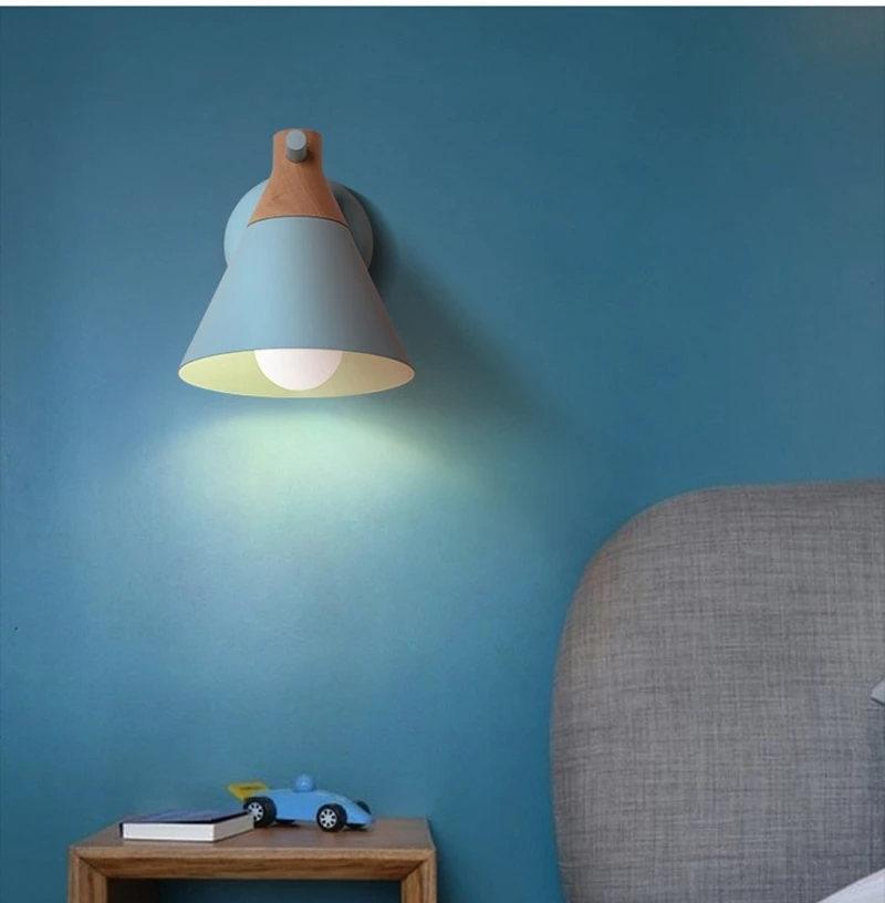 blue Cone Metal & Wood wall lamp