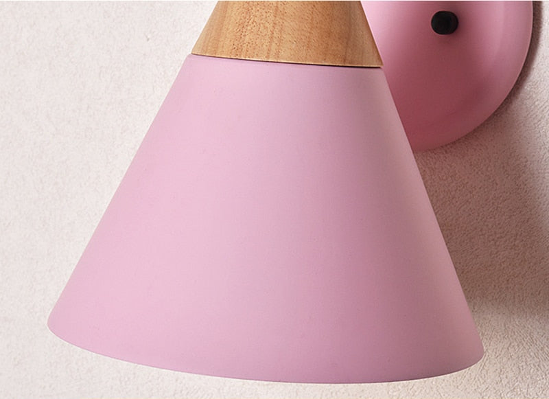 pink Cone Metal & Wood wall lamp