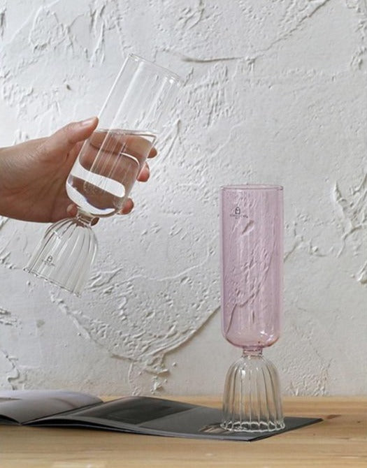 round Borosilicate Glass with scallop edge stand glass cups