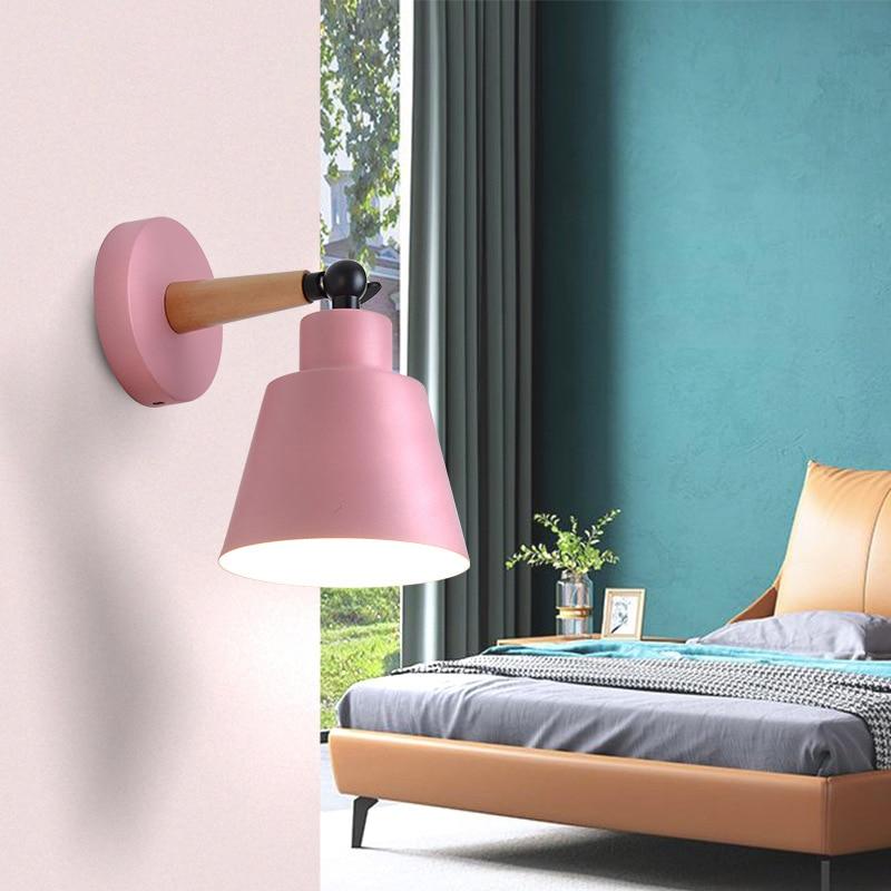 Rotating Wall Sconce in Wood and Metal pink