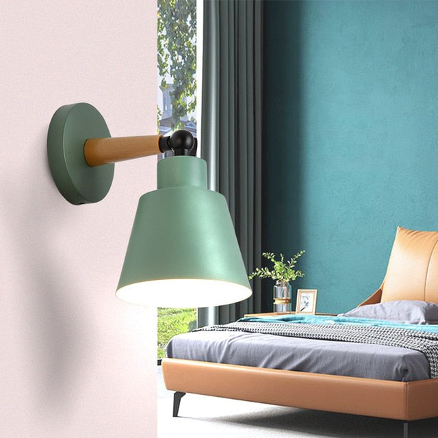 Rotating Wall Sconce in Wood and Metal green