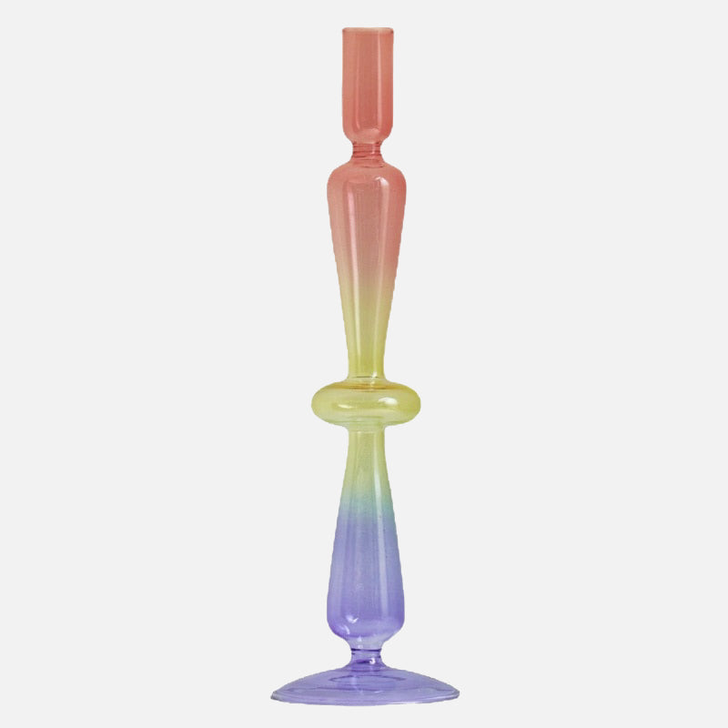 Rainbow Candlestick Holder Glass