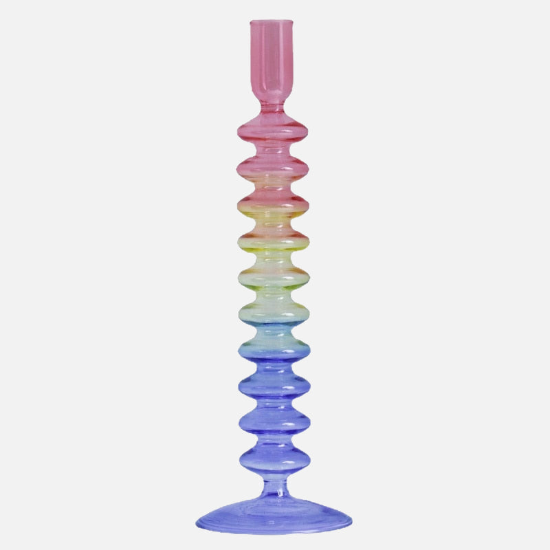 Rainbow Candlestick Holder Glass