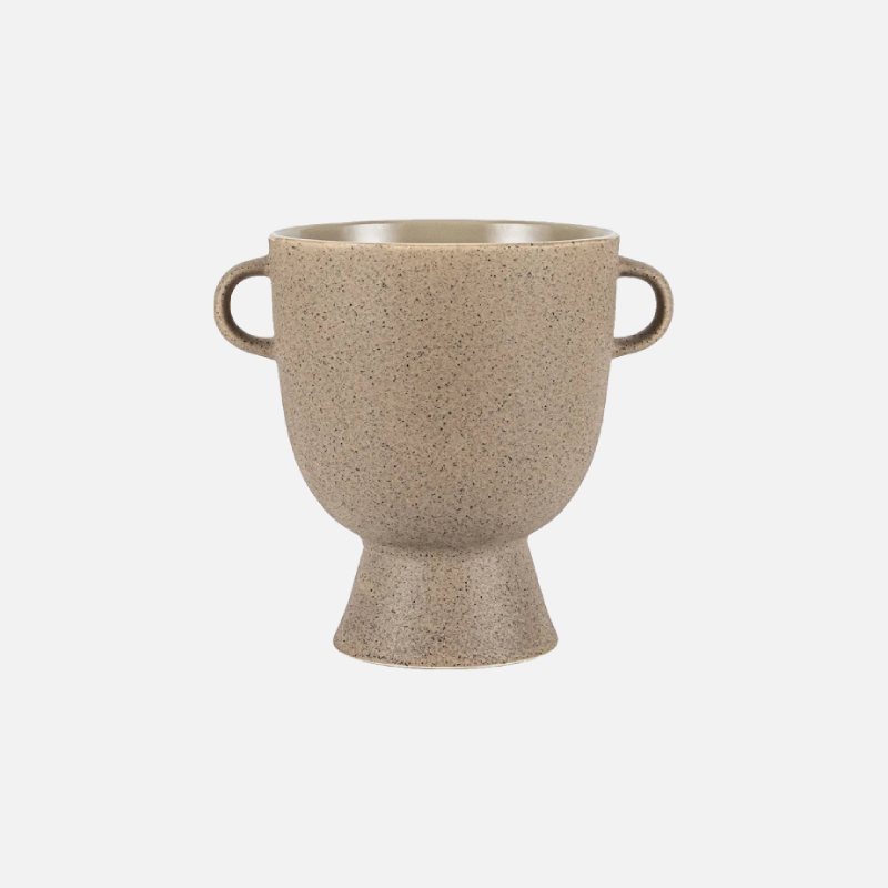 Ceramic Speckle Planter Pot with Stand with 2 handles