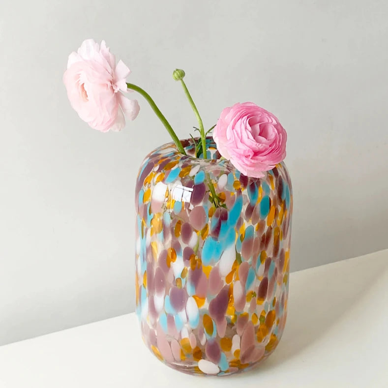 retro Murano glass color dot vase