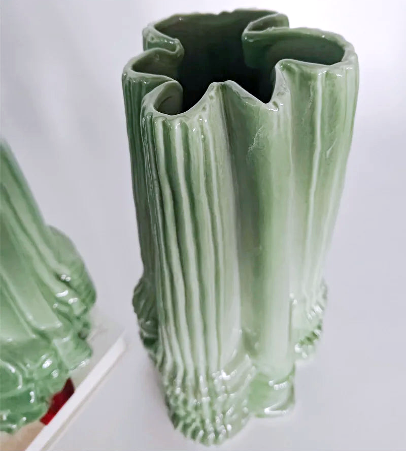 Ripple Glazed Ceramic Abstract Vase