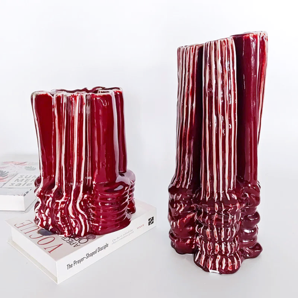 Ripple Glazed Ceramic Abstract Vase