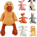 Plush corduroy squeaky dog toy animal shape durable chew toy for puppies and dogs