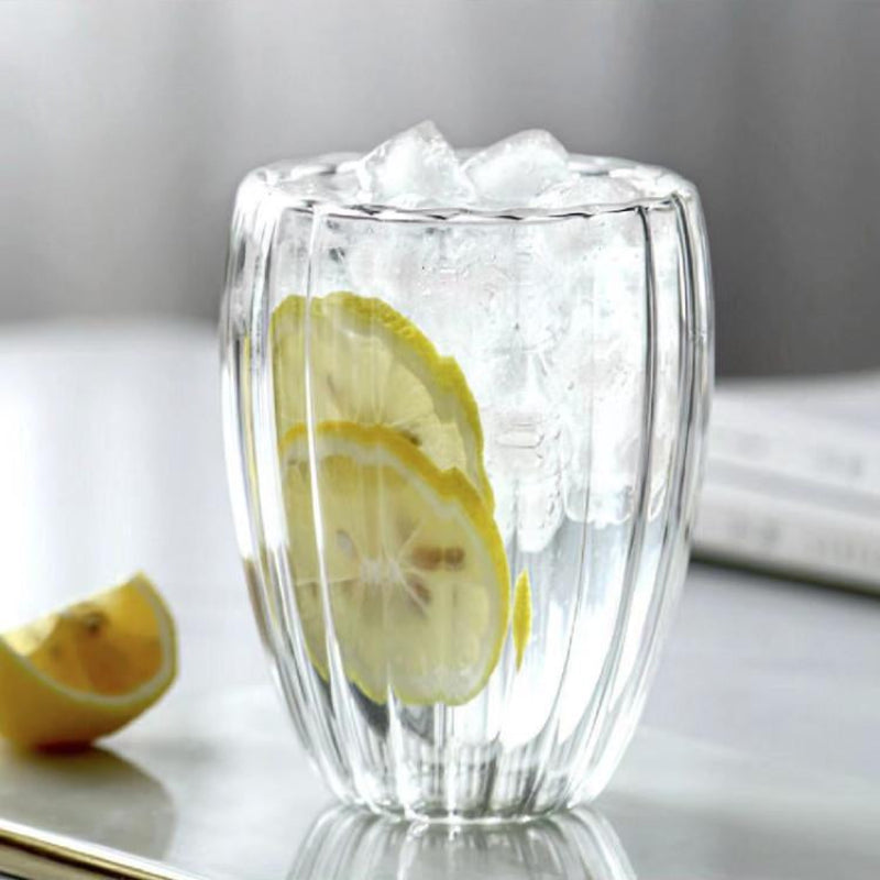 Transparent Drinkware Cup double layer ripple texture