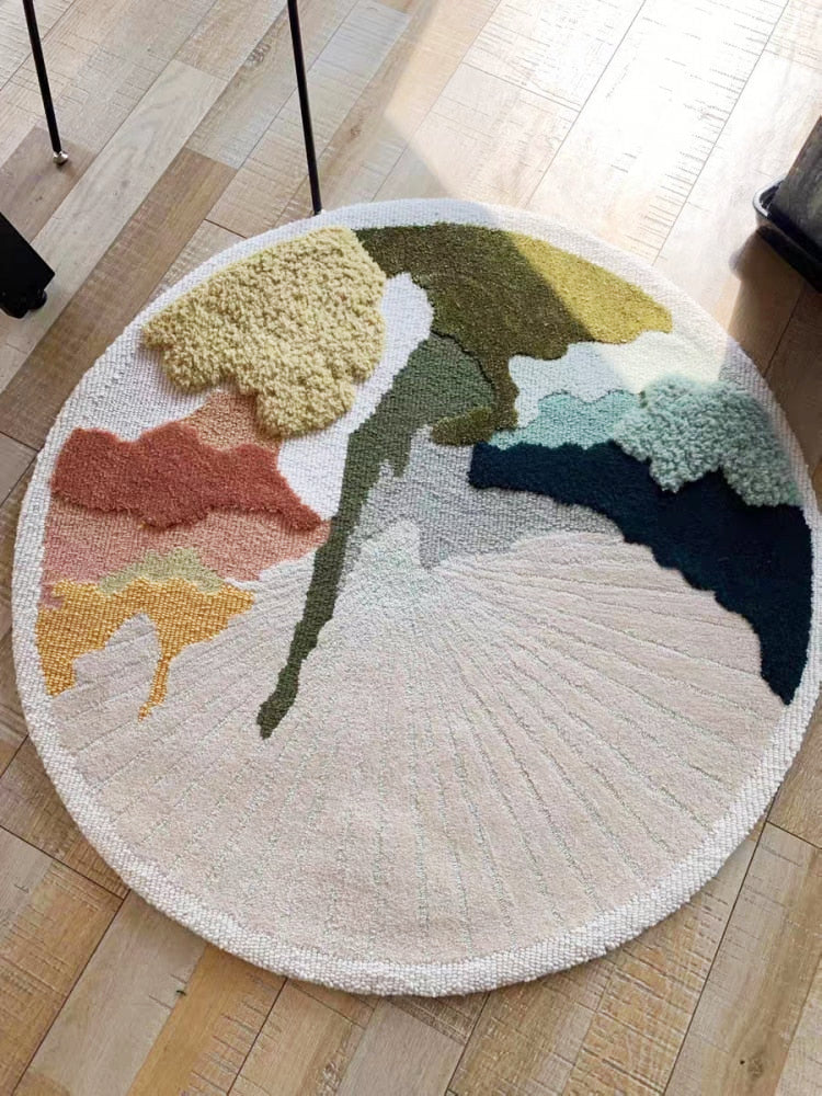 Zeta Abstract Scenic Pattern Wool Rug