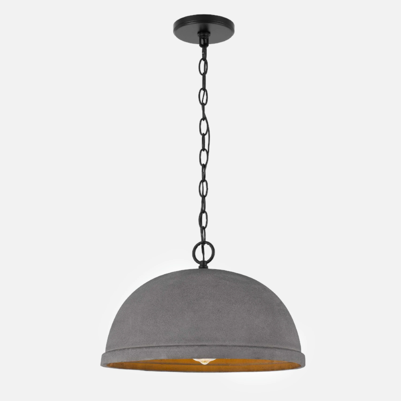 Concrete Black Dome Pendant & Ceiling Lamp