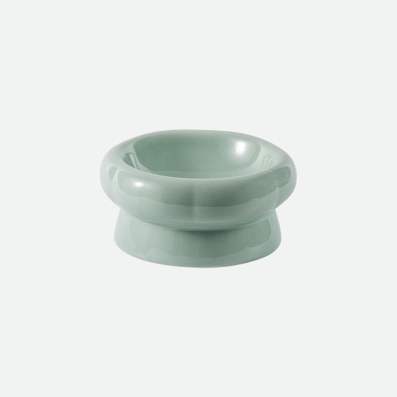 Ceramic Pet Food Bowls Anti Bacterial Acne Short Jade