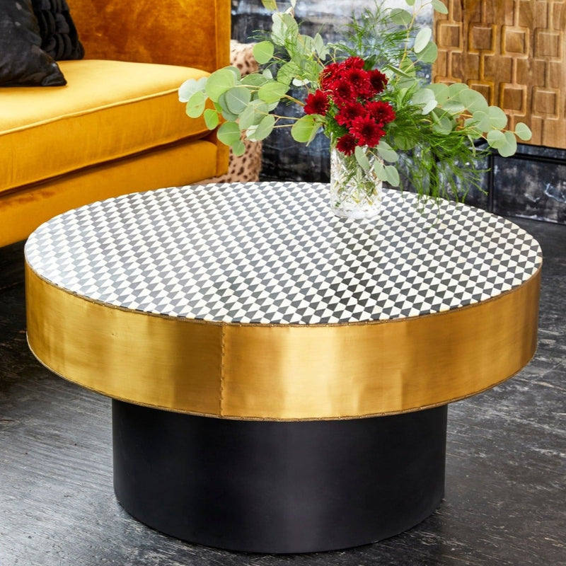 Optic & Brass Structure Coffee Table