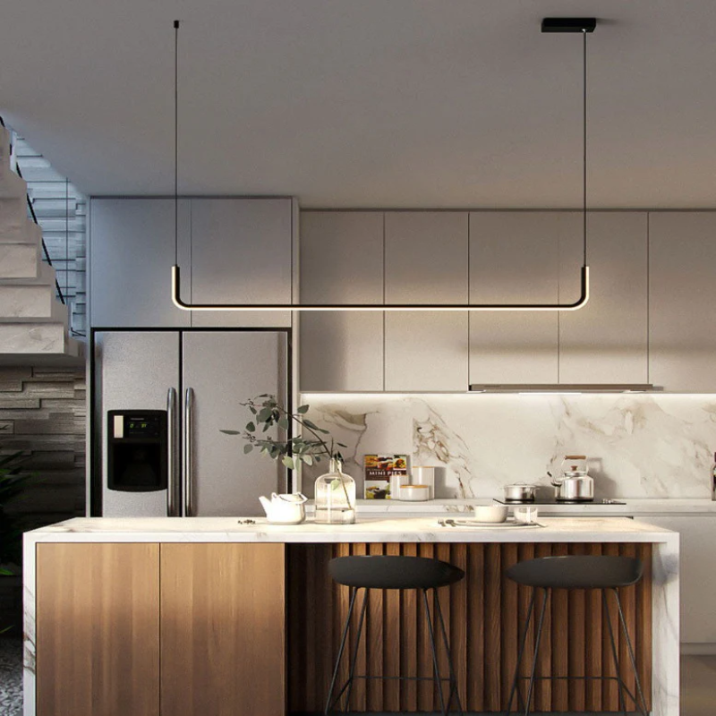 brass shadeless adjustable cable length LED hanging light