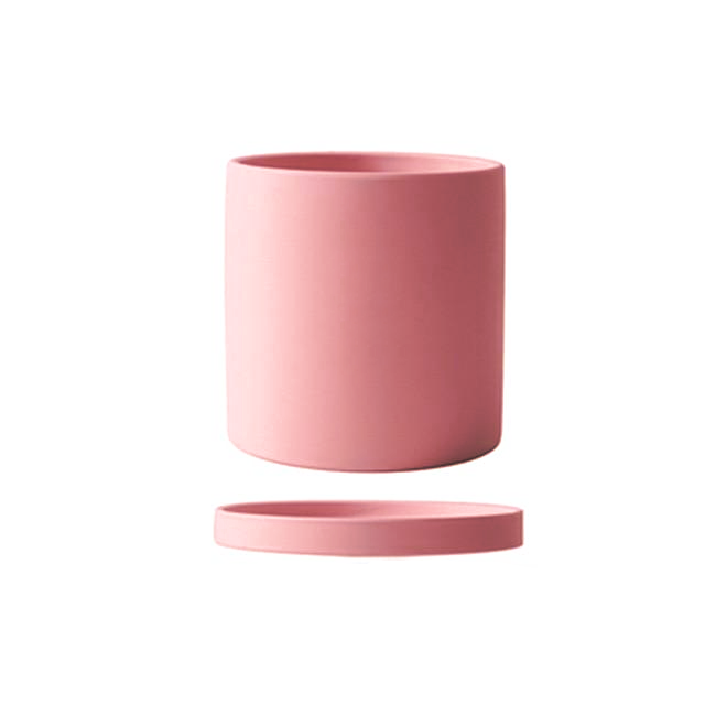 bright ceramic plant pots Royaleva All The Bright Colors Planter with Saucer Set, M / Pink