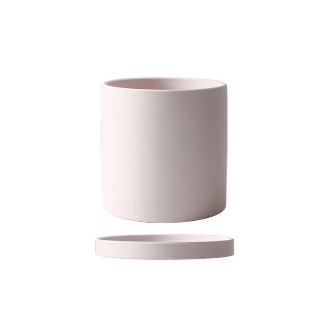 white ceramic planter with saucer Royaleva All The Bright Colors Planter with Saucer Set, M / Mint