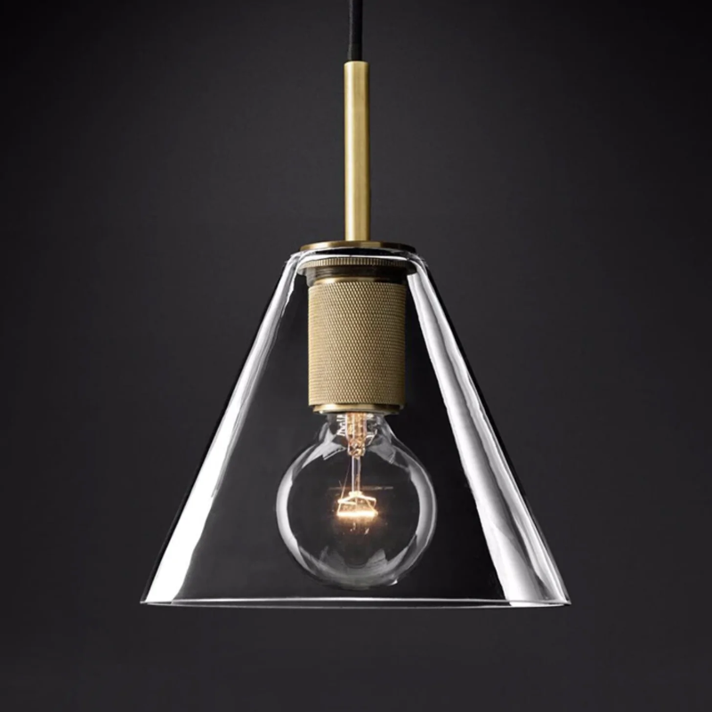 industrial art deco pendant brass glass lamp