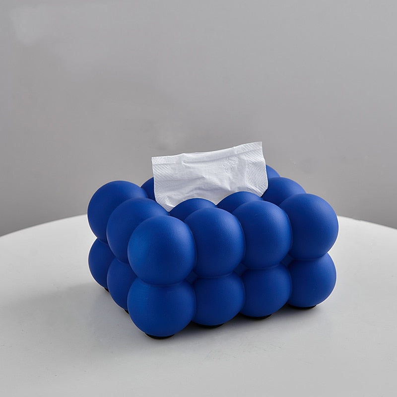 Porcelain Blue Ball Shape Tissue Organizer