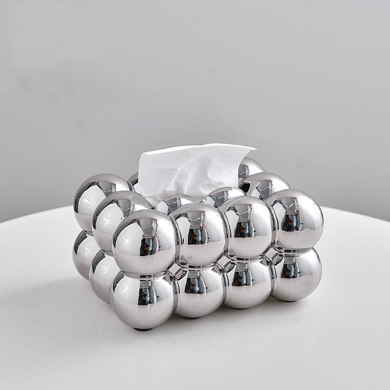 Porcelain Blue Ball Shape Tissue Organizer
