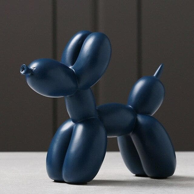 Décoration Chien En Ballon En Résine - Statuette Design Noir Doré Pour Bureau, Salon