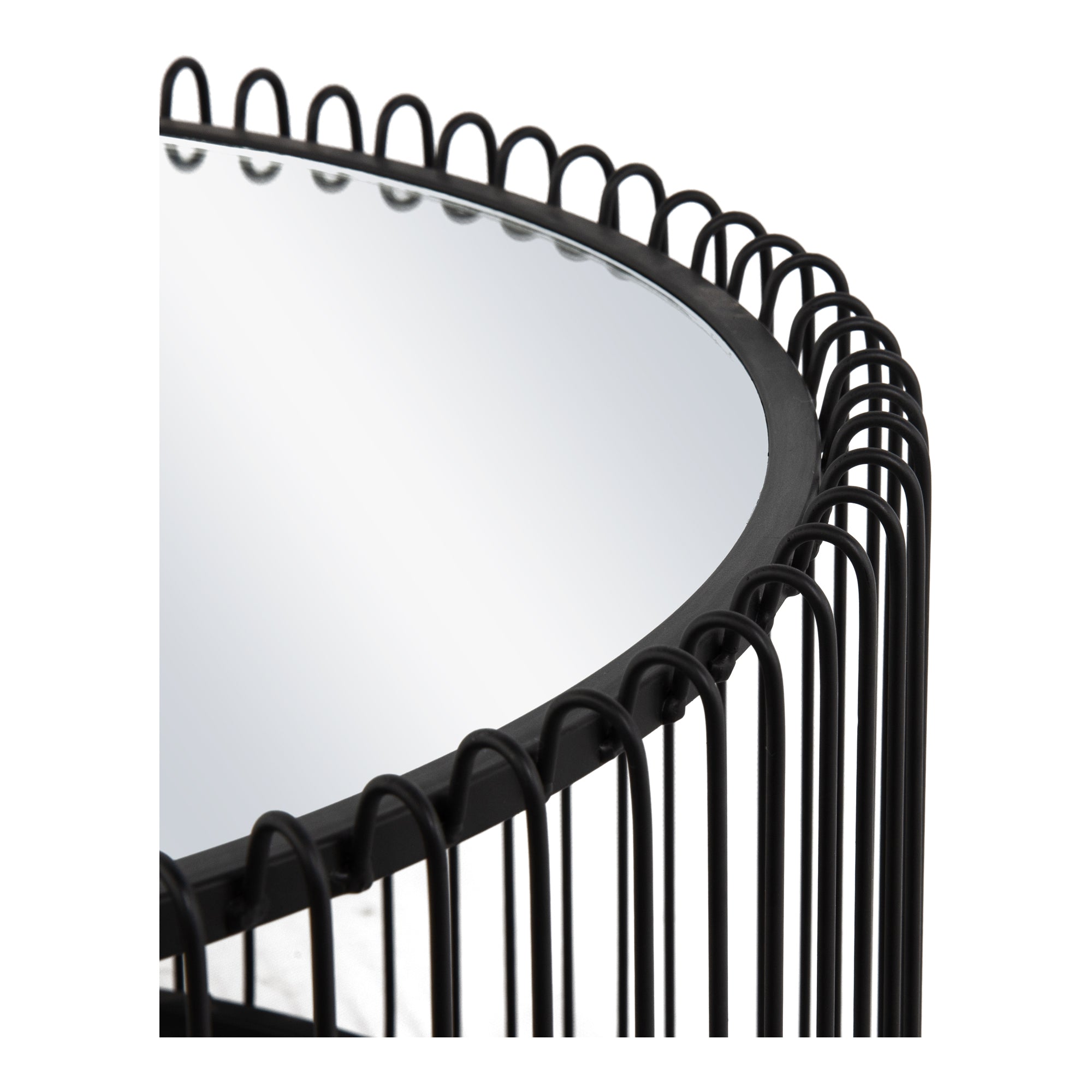 Basket Mirror & Metal Coffee Table