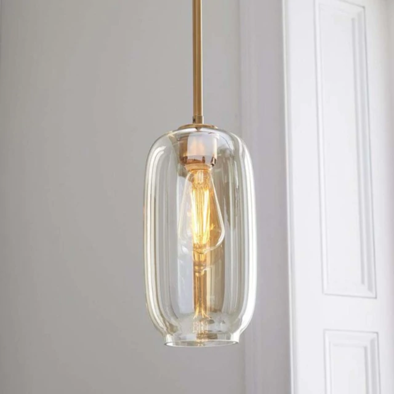 Sculpted Clear Glass Brass Luminaire  for Hallway and Dining Pendant Lamp