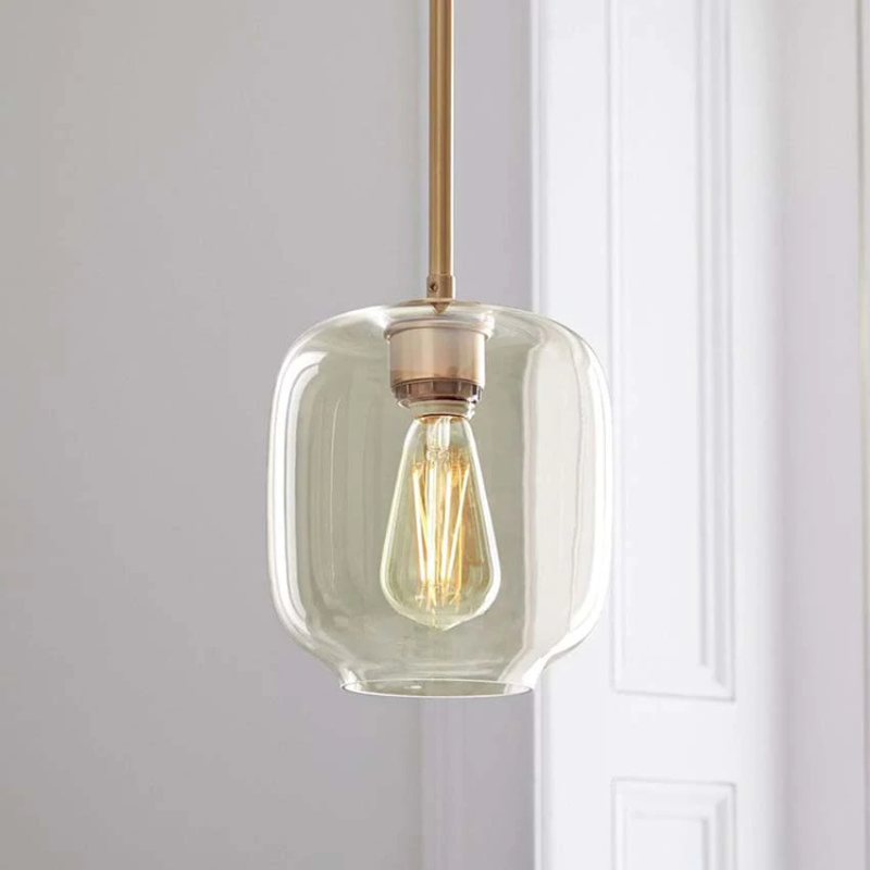 Sculpted Clear Glass Brass Luminaire  for Hallway and Dining Pendant Lamp
