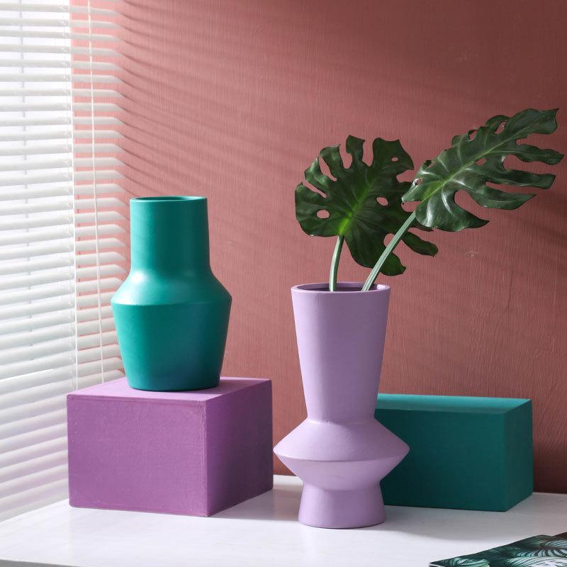 cylinder abstract vibrant color ceramic vase