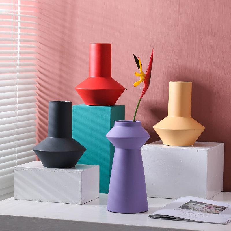 cylinder abstract vibrant color ceramic vase