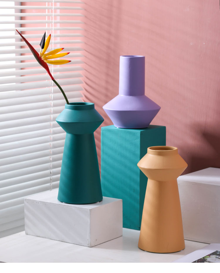 cylinder abstract vibrant color ceramic vase