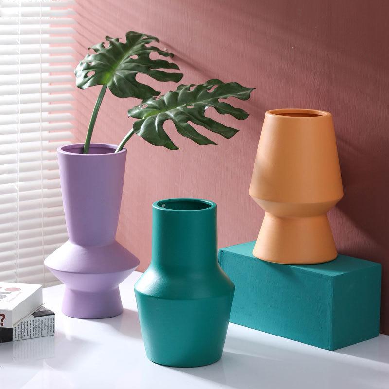 cylinder abstract vibrant color ceramic vase