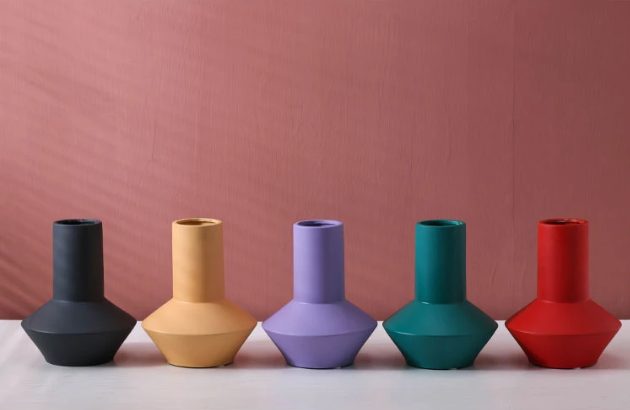 cylinder abstract vibrant color ceramic vase
