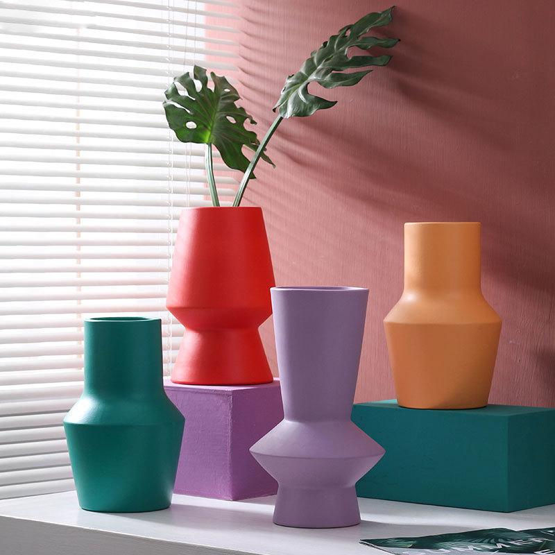 cylinder abstract vibrant color ceramic vase