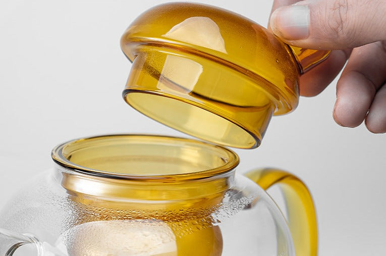 Drinkware Kettle Glass with Teapot and Teacup Colored Glass Fun Shape
