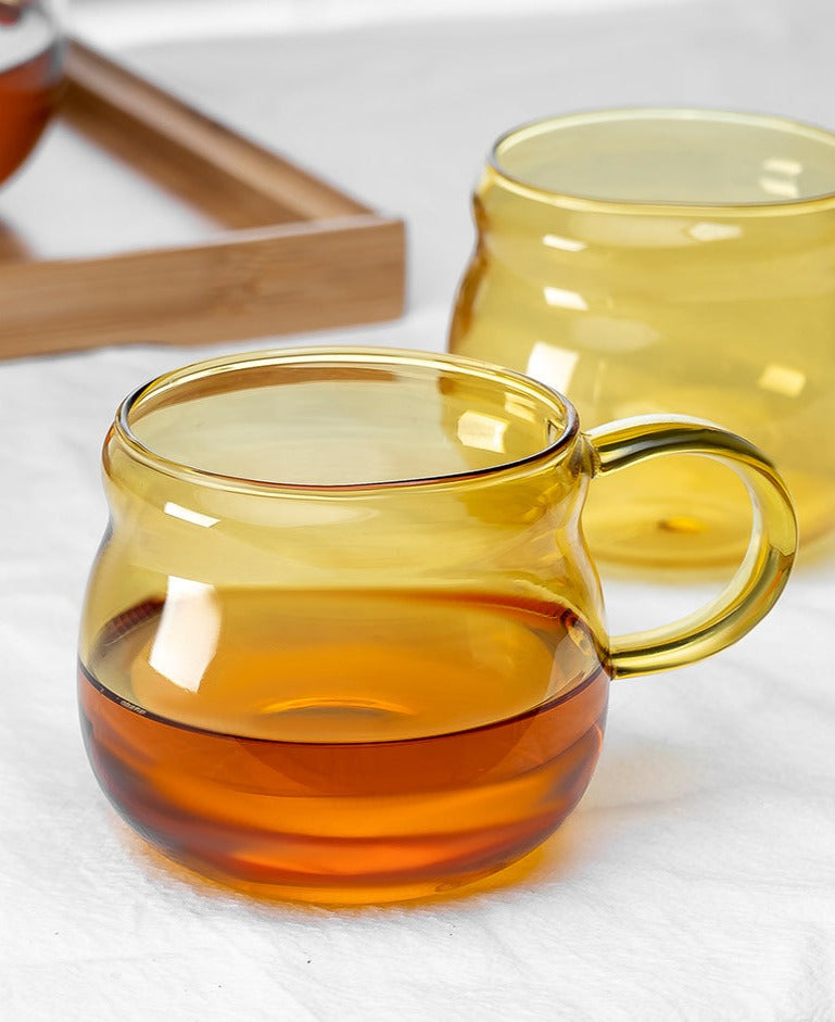 Drinkware Kettle Glass with Teapot and Teacup Colored Glass Fun Shape