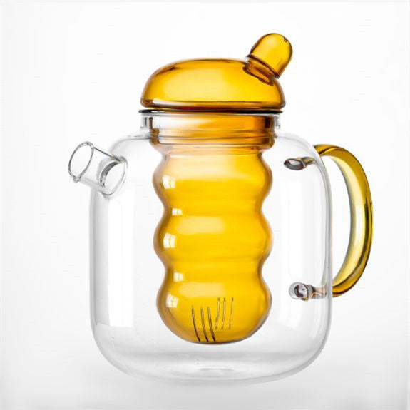 Drinkware Kettle Glass with Teapot and Teacup Colored Glass Fun Shape