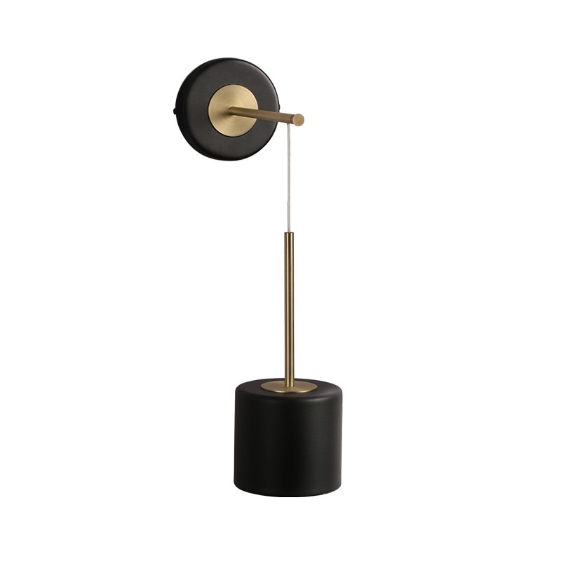Round Polished Black Iron Wall Light